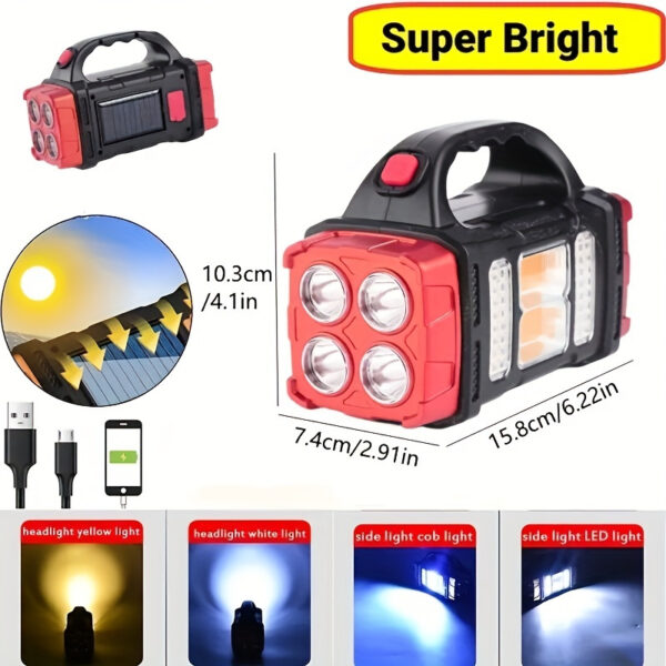 Lanterna Led recarregável solar luz saída USB - Image 3