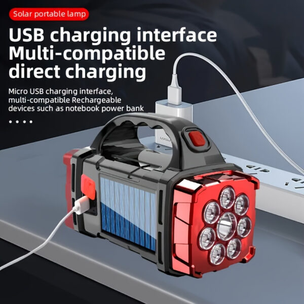 Lanterna Led recarregável solar luz saída USB