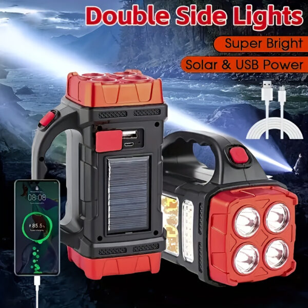 Lanterna Led recarregável solar luz saída USB - Image 4