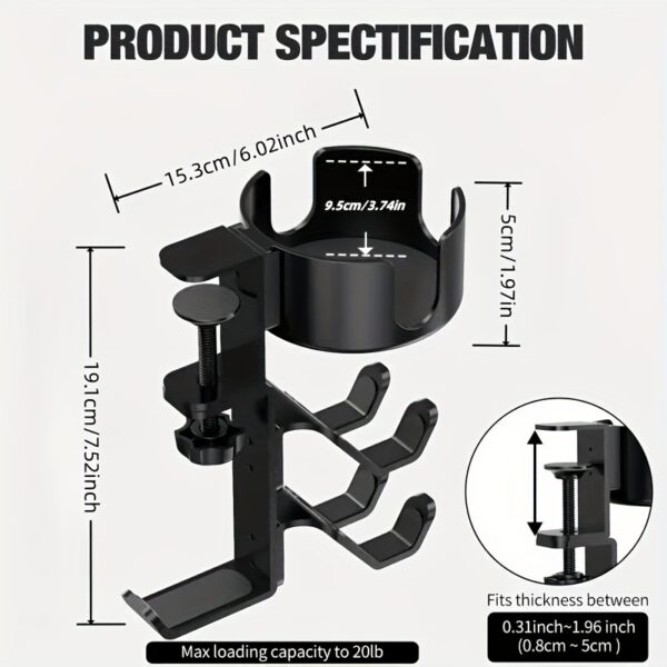 Suporte para fone com braçadeira de mesa 3 em 1 - Image 4