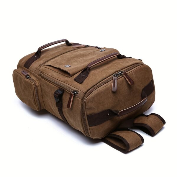 Mochila masculina retro lona de viagem - Image 6
