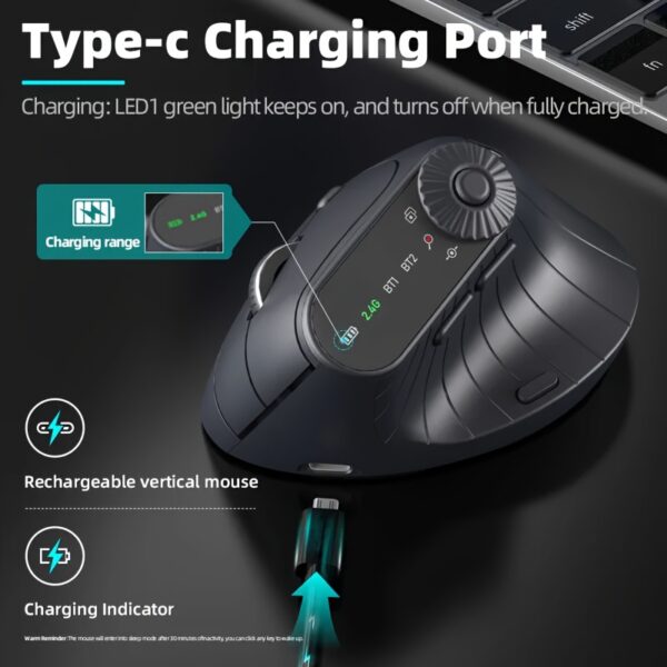 Mouse ergonômico vertical recarregável Sem fio - Image 2