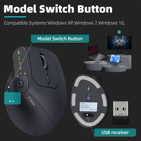 Mouse ergonômico vertical recarregável Sem fio - Image 9