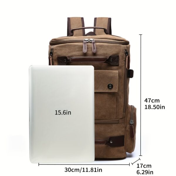 Mochila masculina retro lona de viagem - Image 4